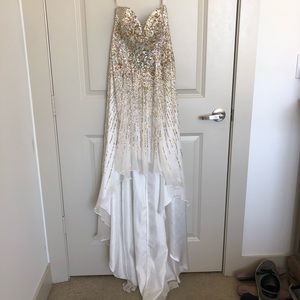White and Gold Sheri Hill Formal Dress